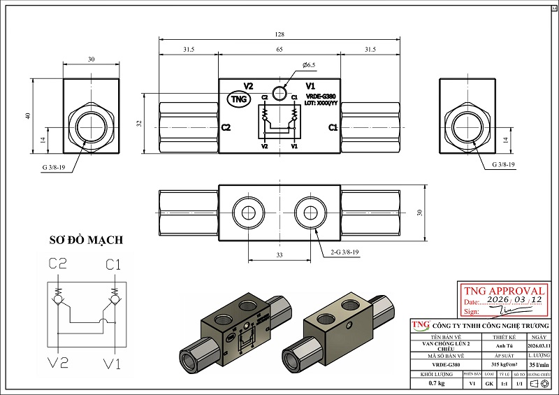 VRDE G3/8 Chống Lún Bắt Ren