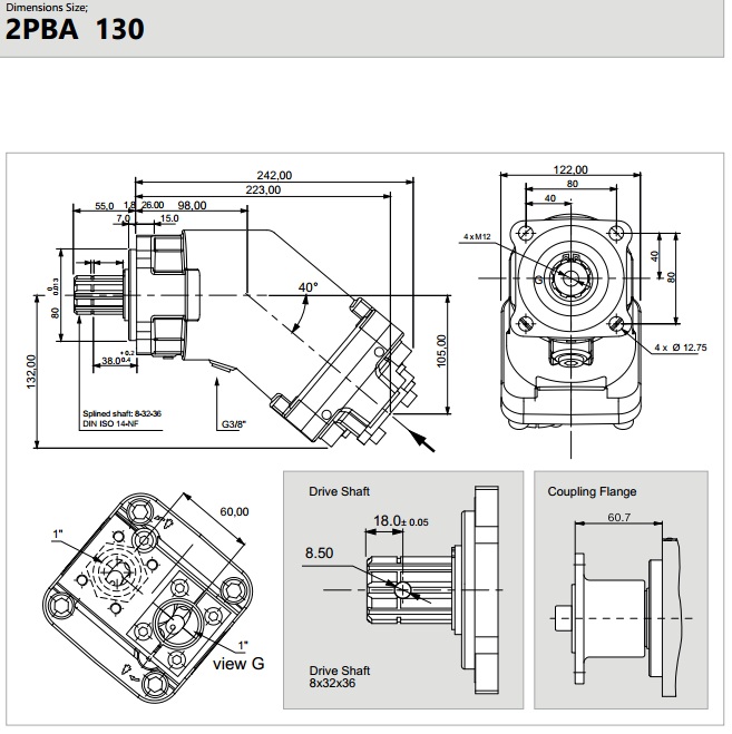 Thông số khác của sản phẩm Bơm Piton CONG HDROCEL 2PBA 130cc