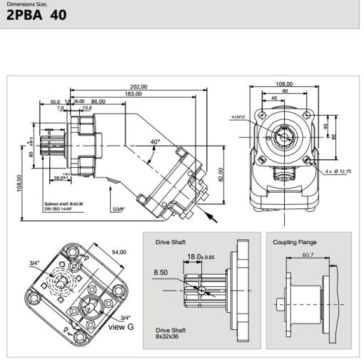 Thông số khác của sản phẩm Bơm Piton Cong HDROCEL 2PBA 40 cc