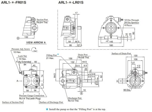 Thông số khác của sản phẩm Bơm Piton Thẳng ARL1-12-FR01A-1025