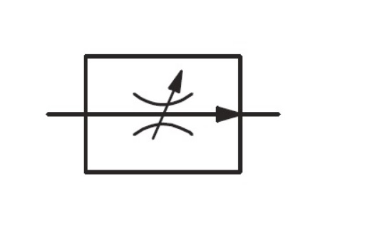 Biểu tượng van hai chiều của bộ điều chỉnh lưu lượng bù thủy lực