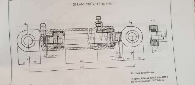 Bản vẽ xi lanh thủy lực 80×50