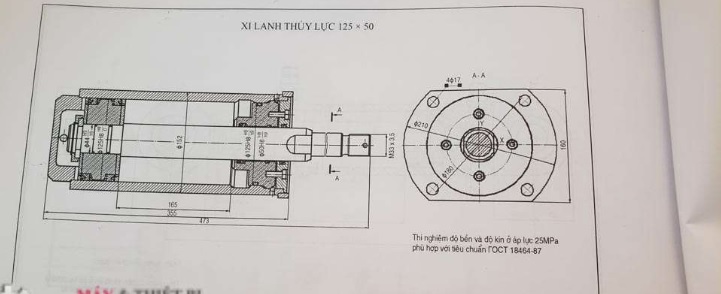 Bản vẽ xi lanh thủy lực 125×50