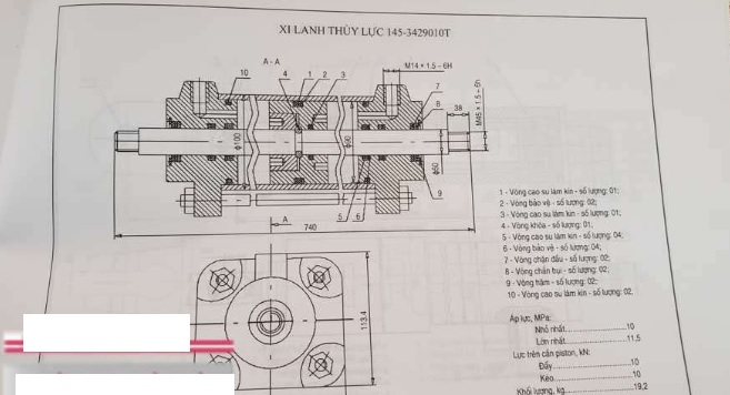 Xi lanh thủy lực 145T-3429010T