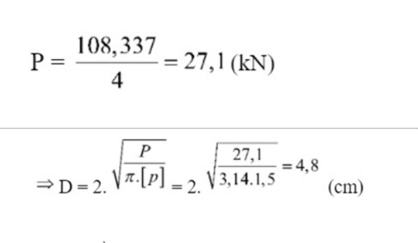 Tính toán đường kính xi lanh nâng hạ sàn trên