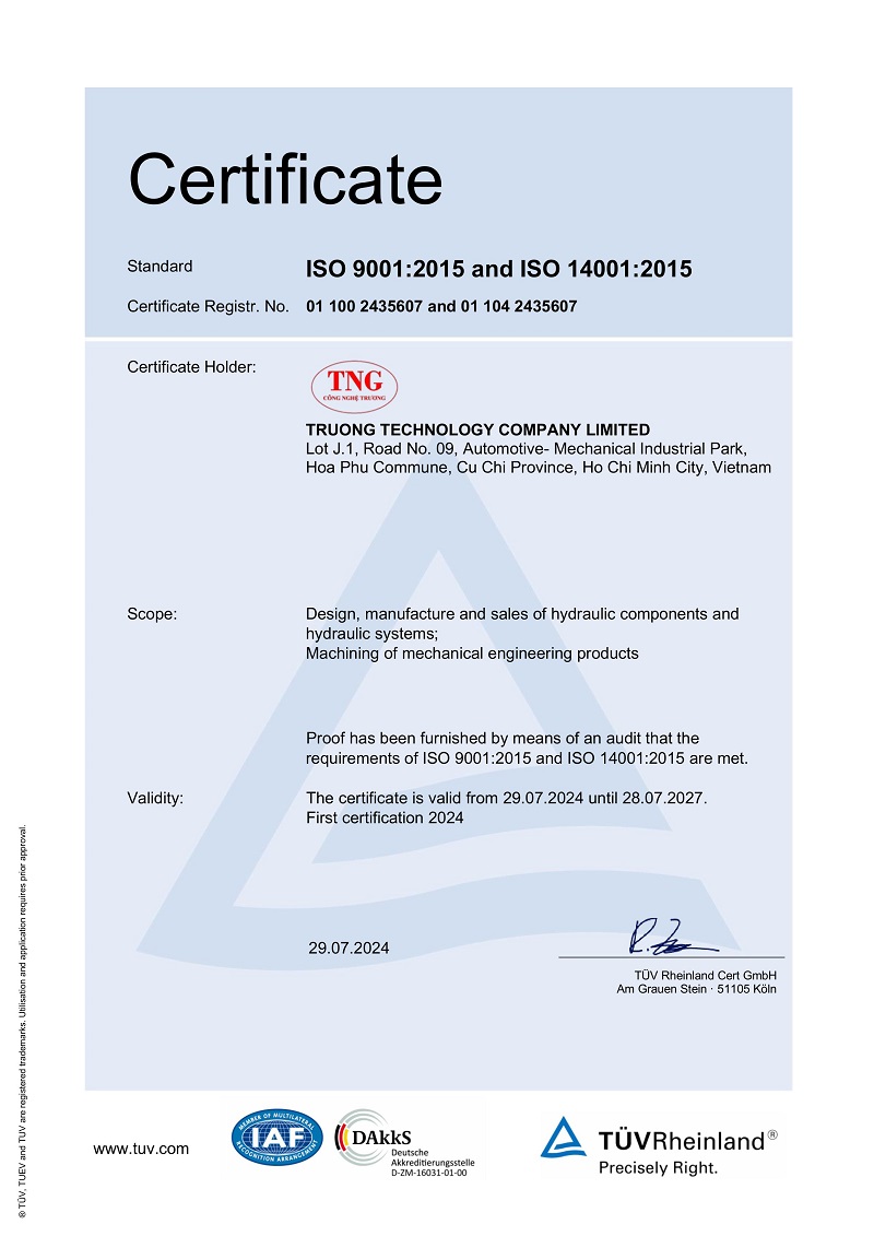 chứng chỉ tiêu chuẩn ISO 9001: 2015 và ISO 14001:2015
