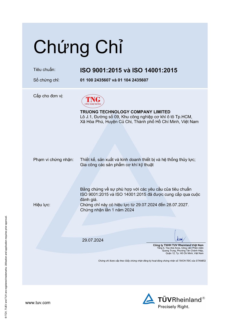 chứng chỉ tiêu chuẩn ISO 9001: 2015 và ISO 14001:2015