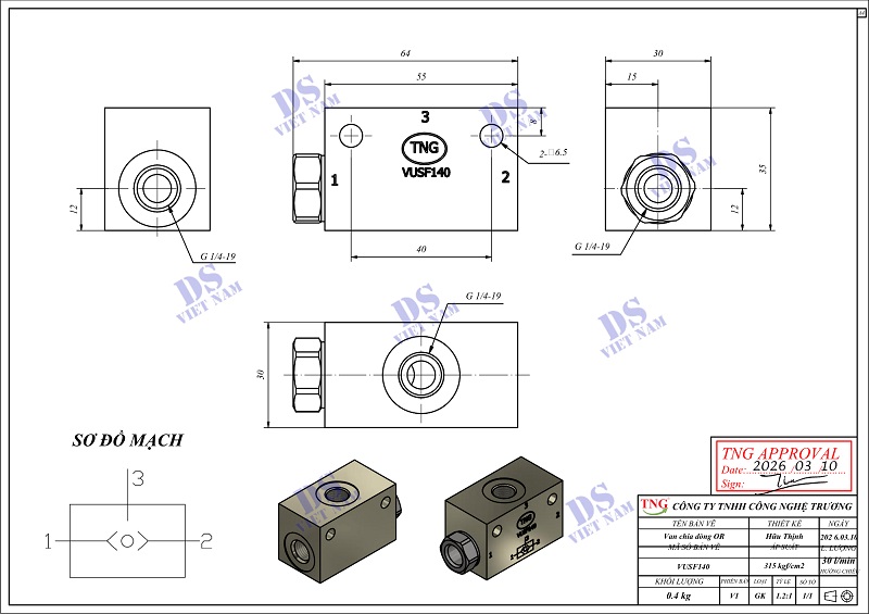 Van chia dòng thủy lực TNG VUSF140