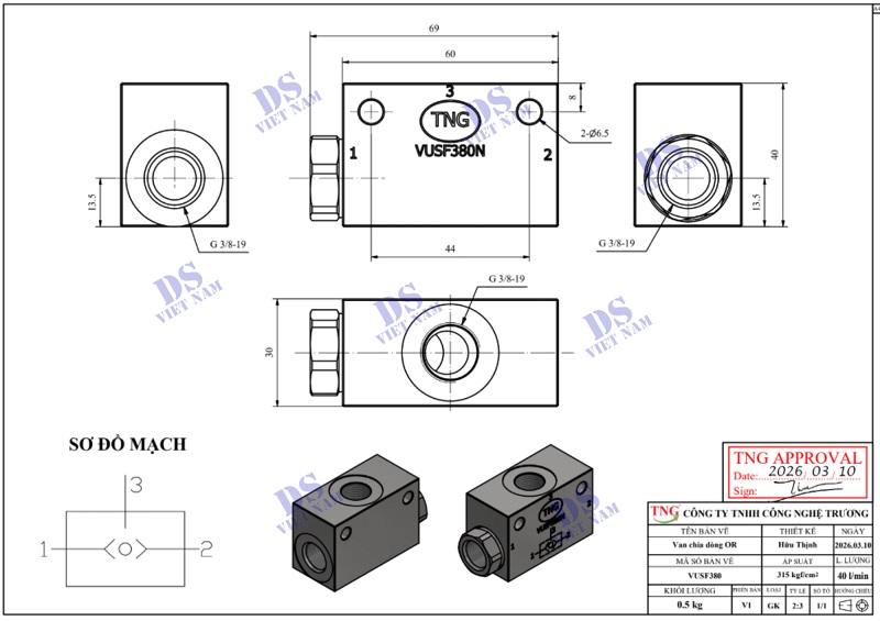 Van chia dòng thủy lực TNG VUSF380