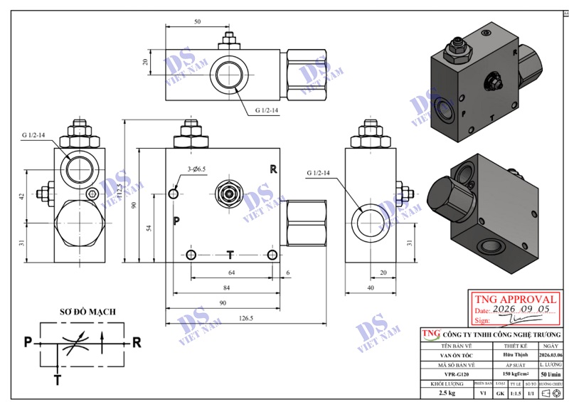 Van tiết lưu ổn tốc thủy lực TNG VPR G120